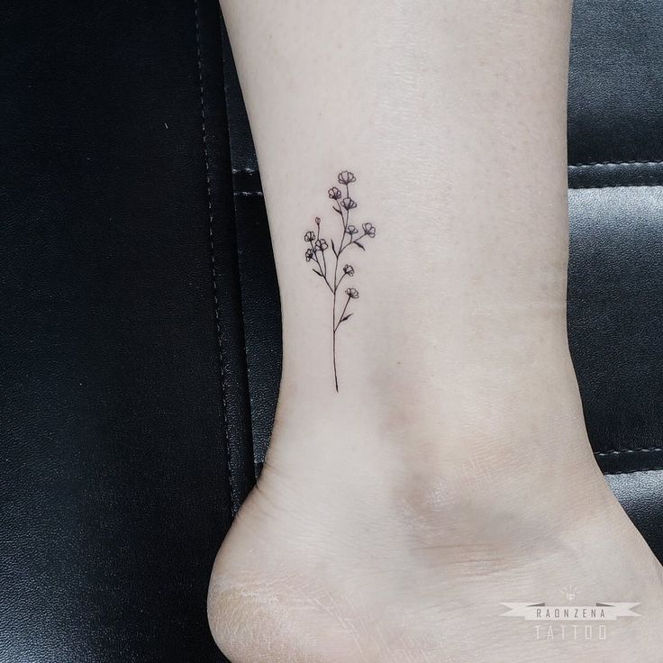 Babys breath and lavender tattoo in fine line